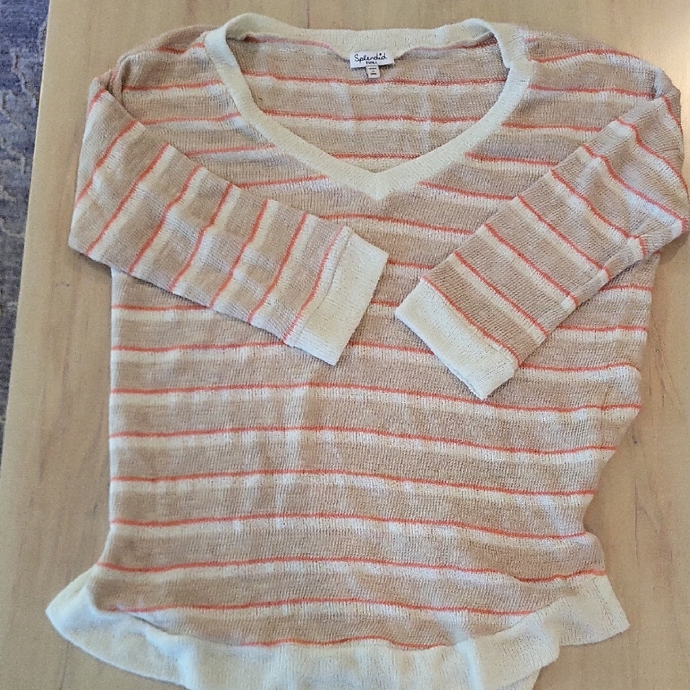 Splendid Women's Striped Sweater - Cream and Orange